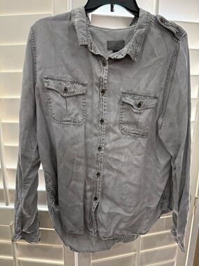 Washed Gray Button-Up Shirt